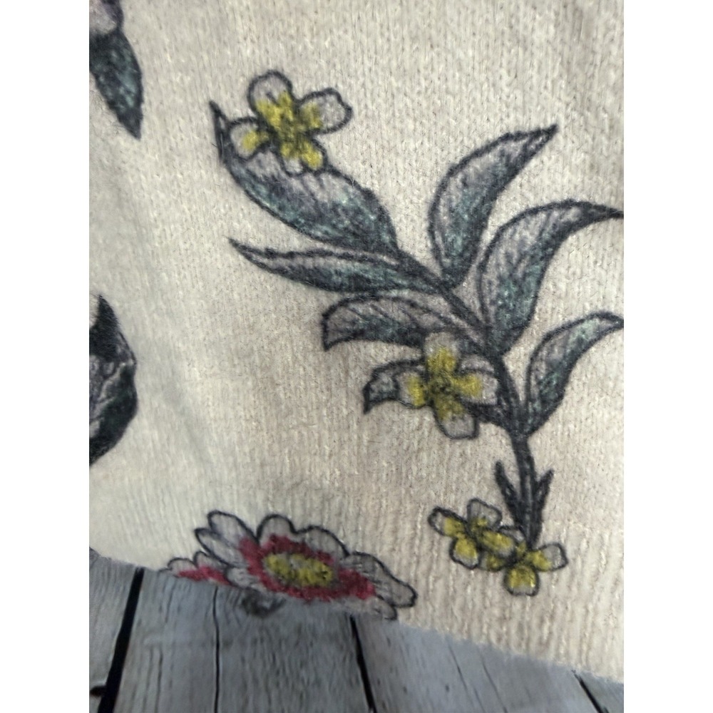 Women Floral/Botanical Wool/Cotton XL Button Front Cardigan Earthtone WIldflower - Picture 7 of 8